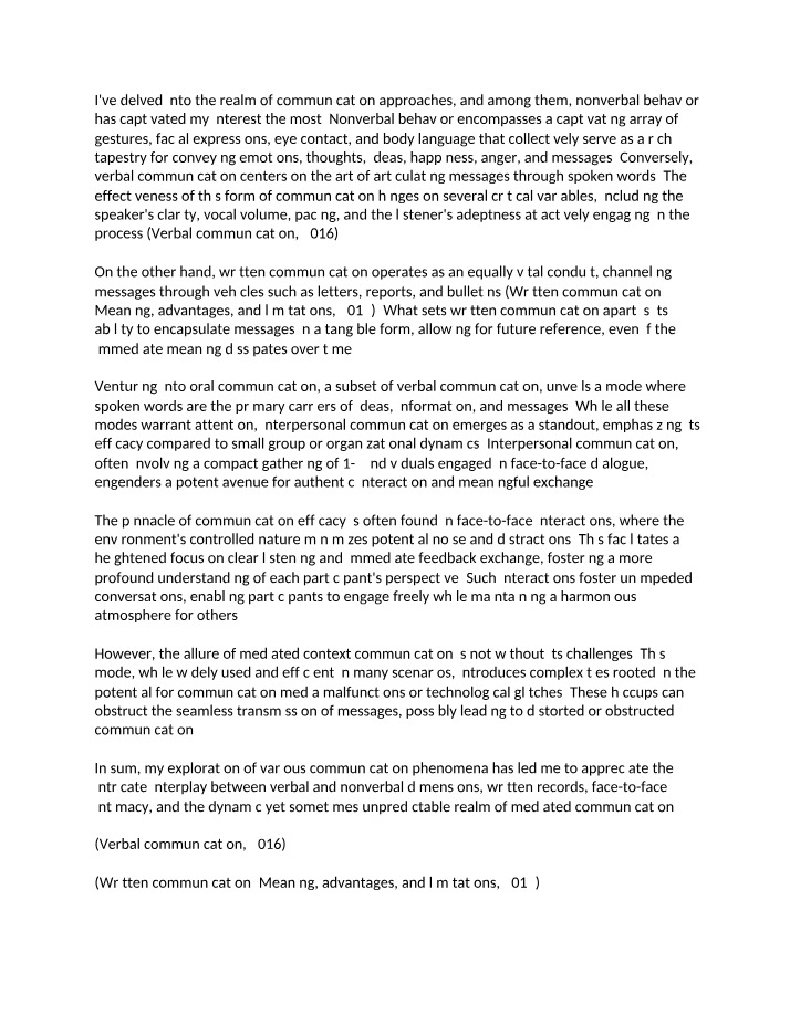 Notes on Non-Verbal Communication