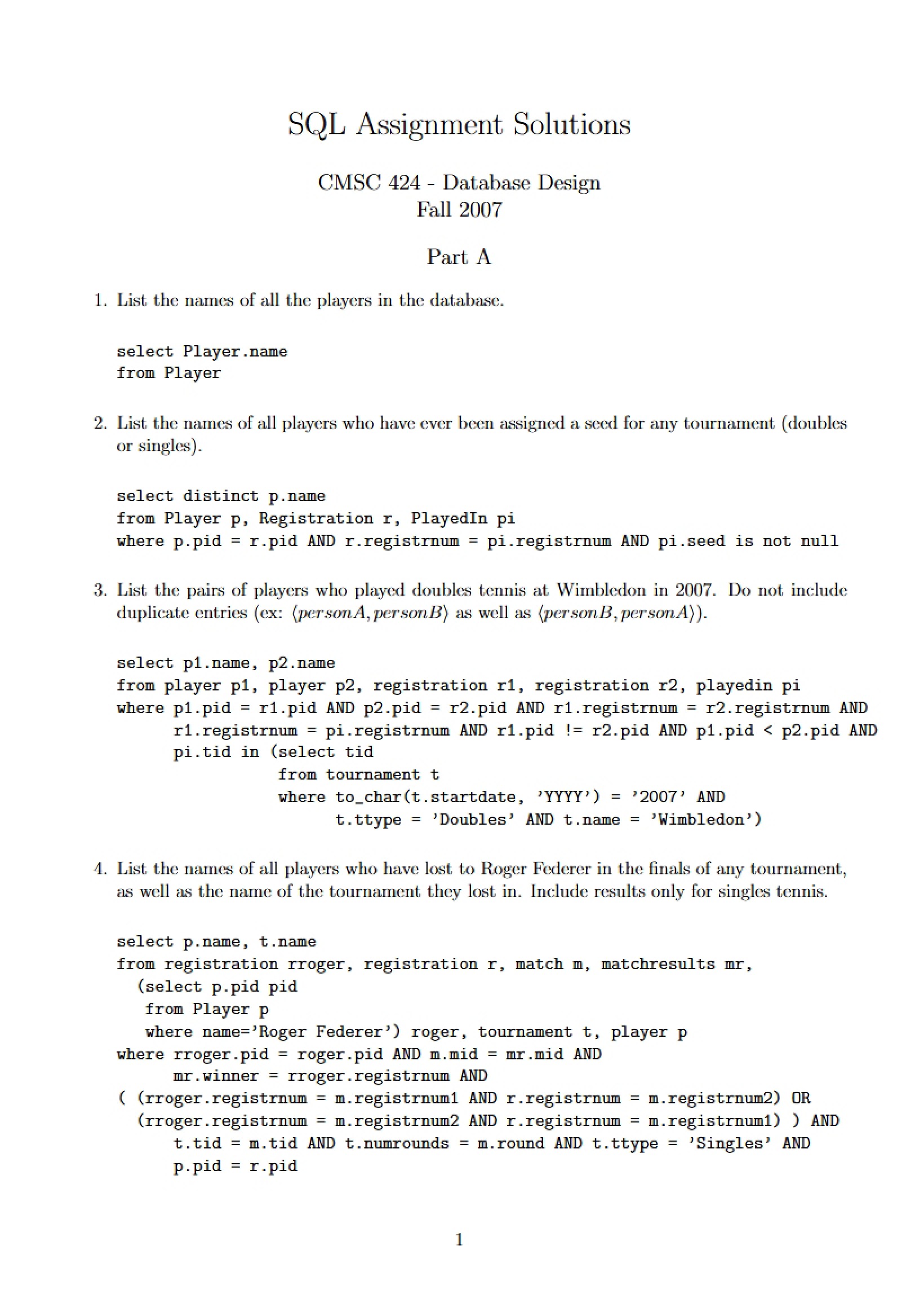 Solutions to SQL Assignment
