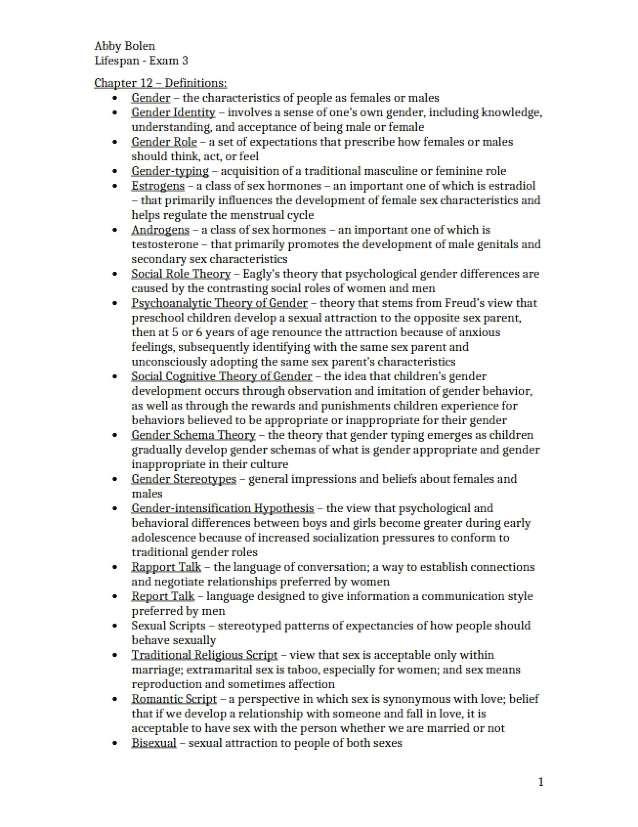 Third Exam for Lifespan Nutrition