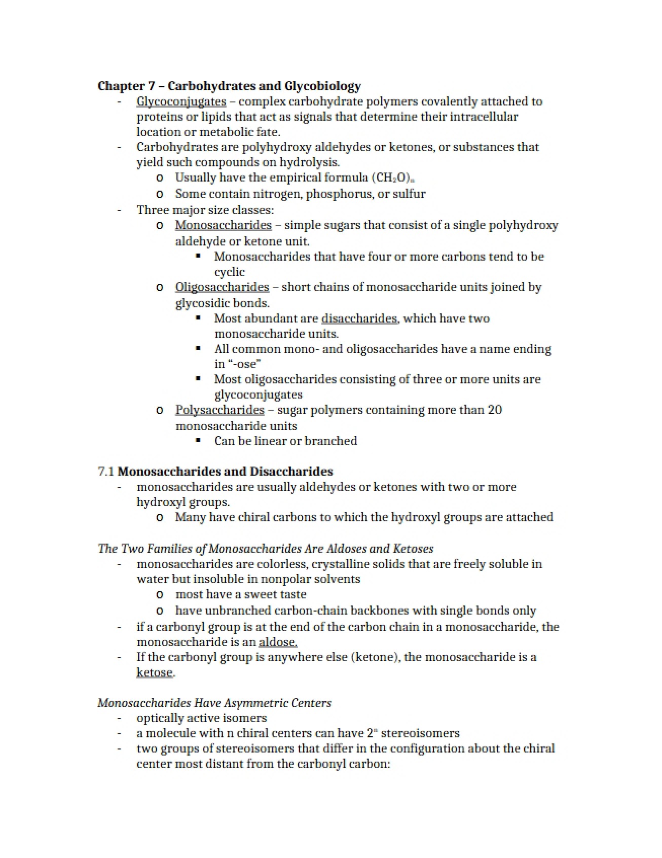Glycobiology and Carbohydrates Chapter Seven