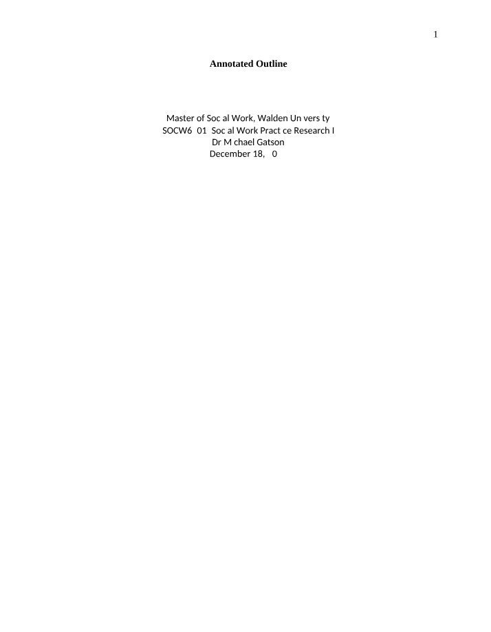 Annotated Outline - Coping with PTSD in African American Women