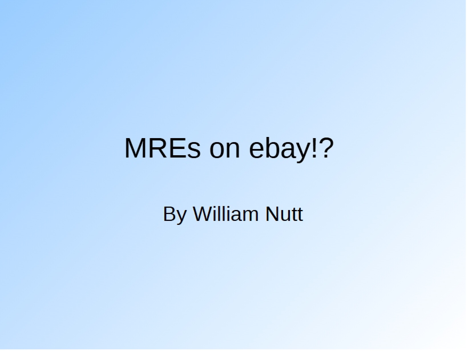 eBay Analysis of MREs