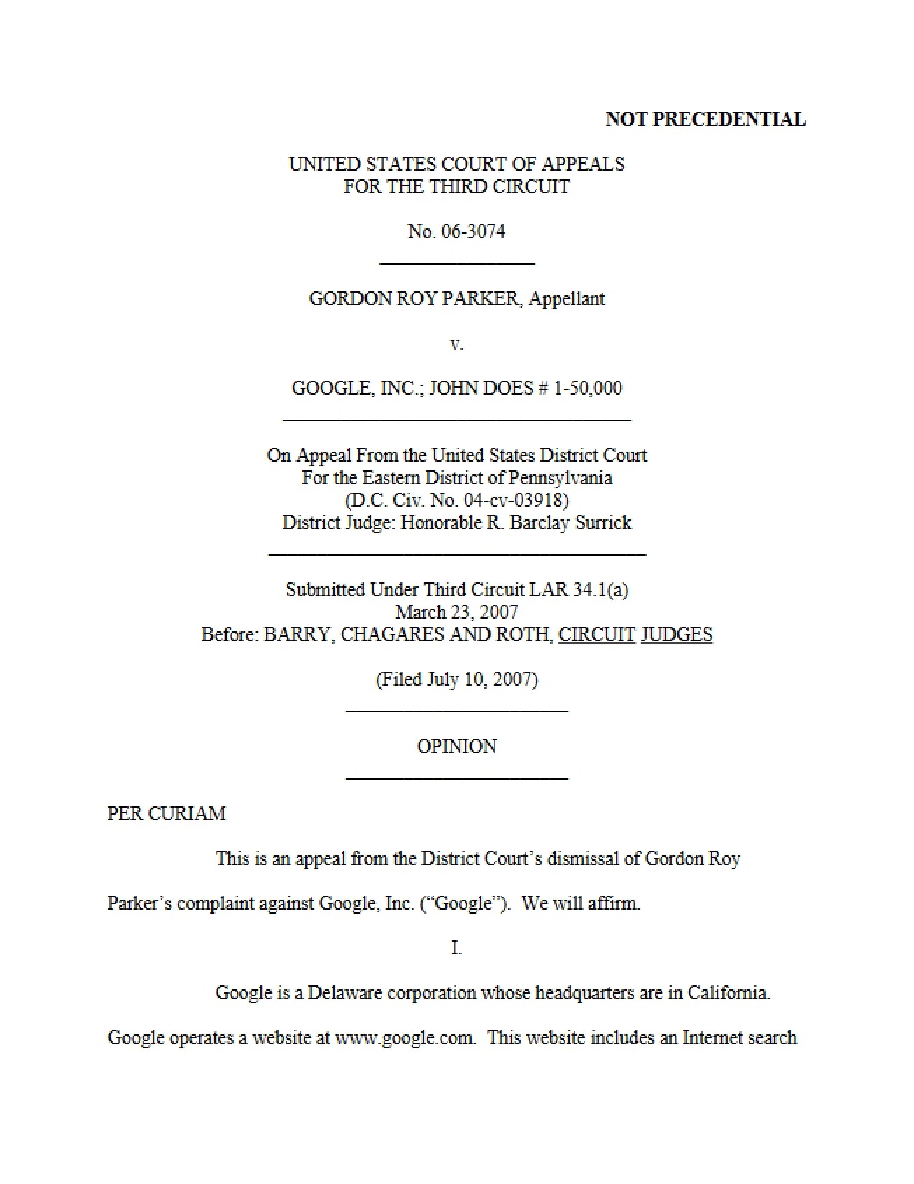 Appellant Gordon Roy Parker