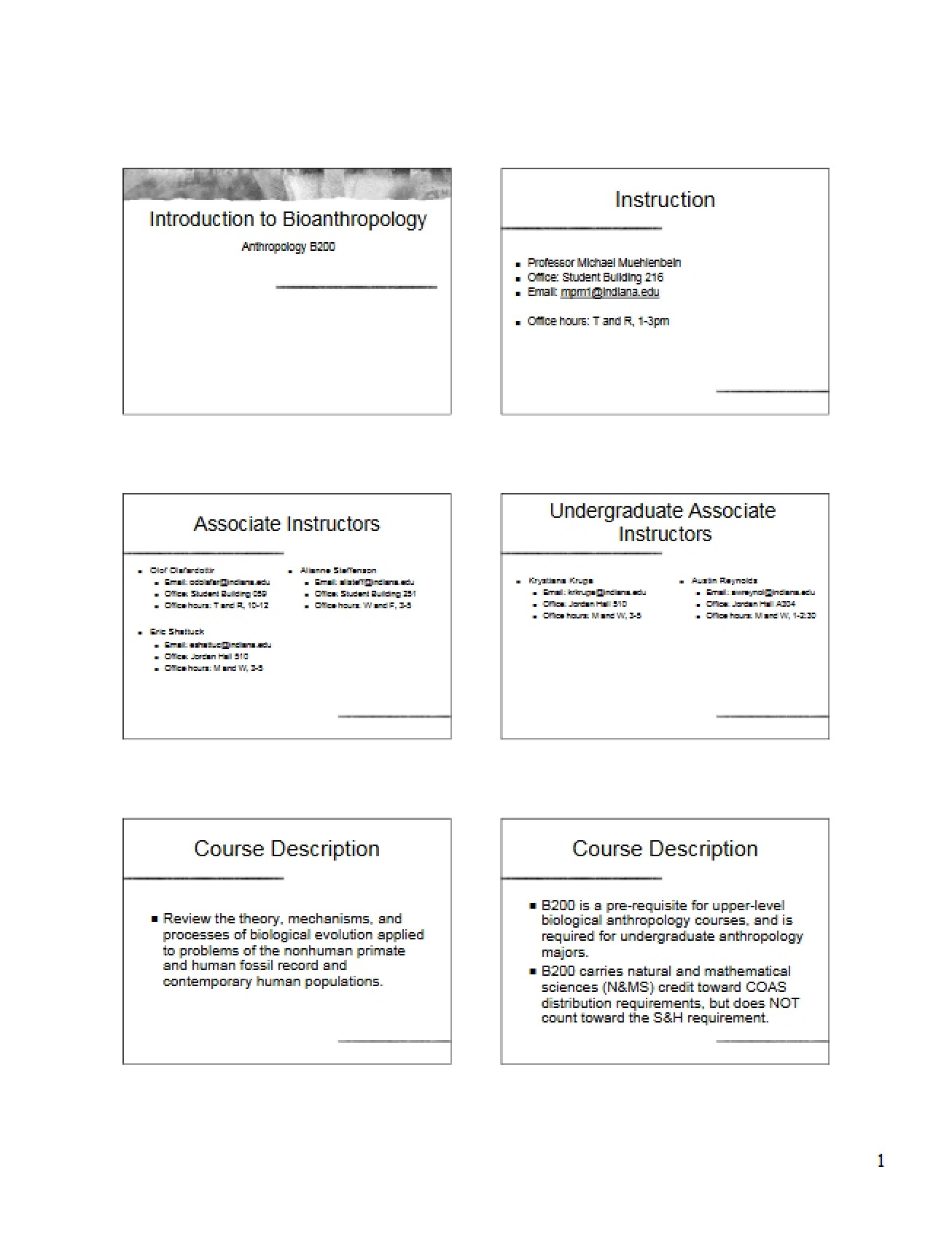 Introduction and Organization (Lecture 1)