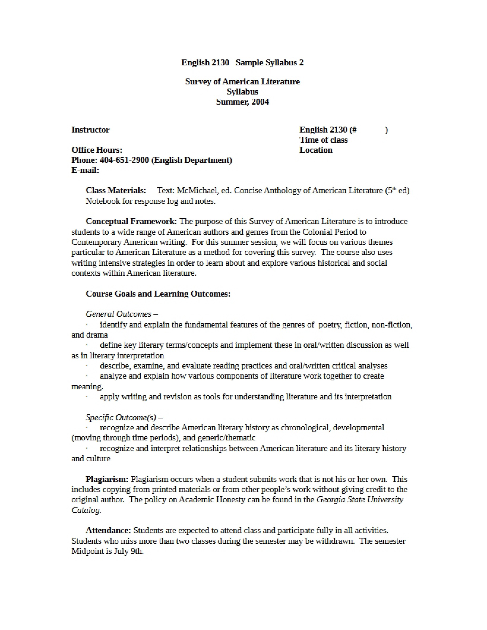 American Literature Materials - Part B