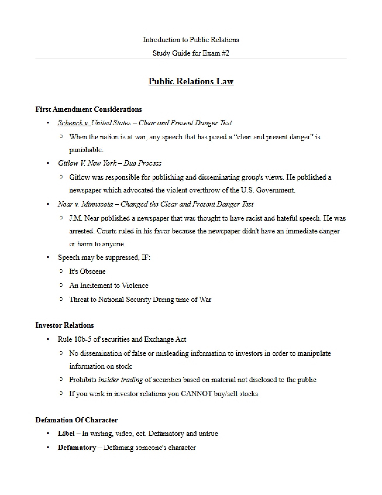 Exam Two Review Guide