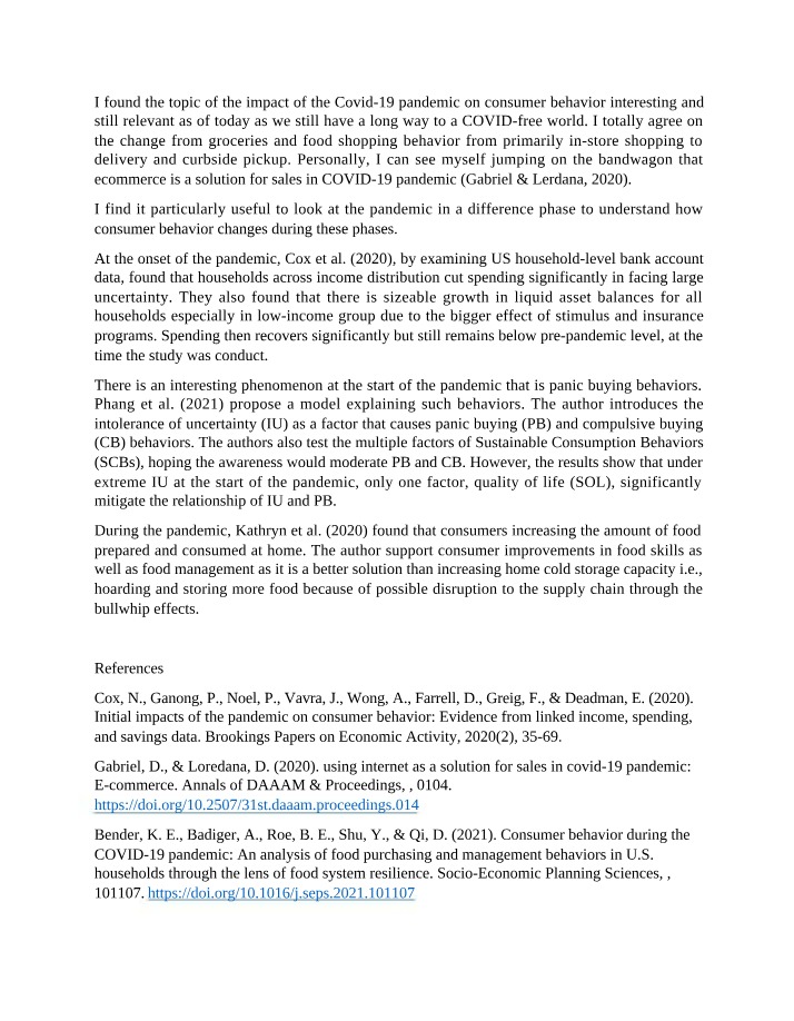 Analysis of Consumer Behavior