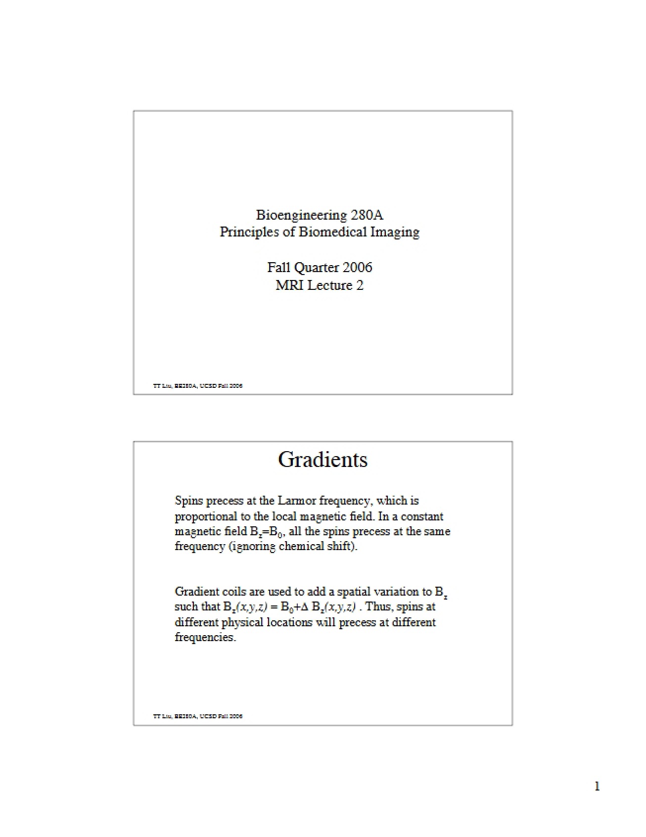 MRI Lecture 2 - Principles of Biomedical Imaging