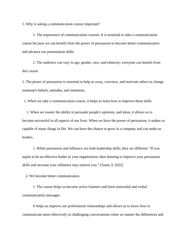 Why Take a Communication Course