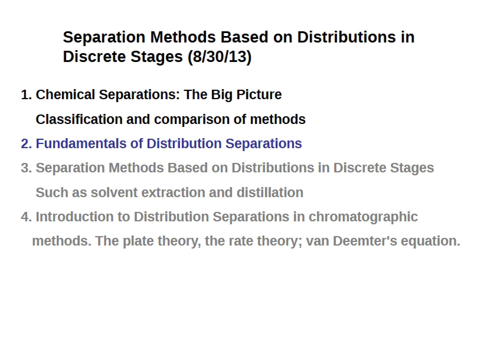 Separation via Distribution in Discrete Stages