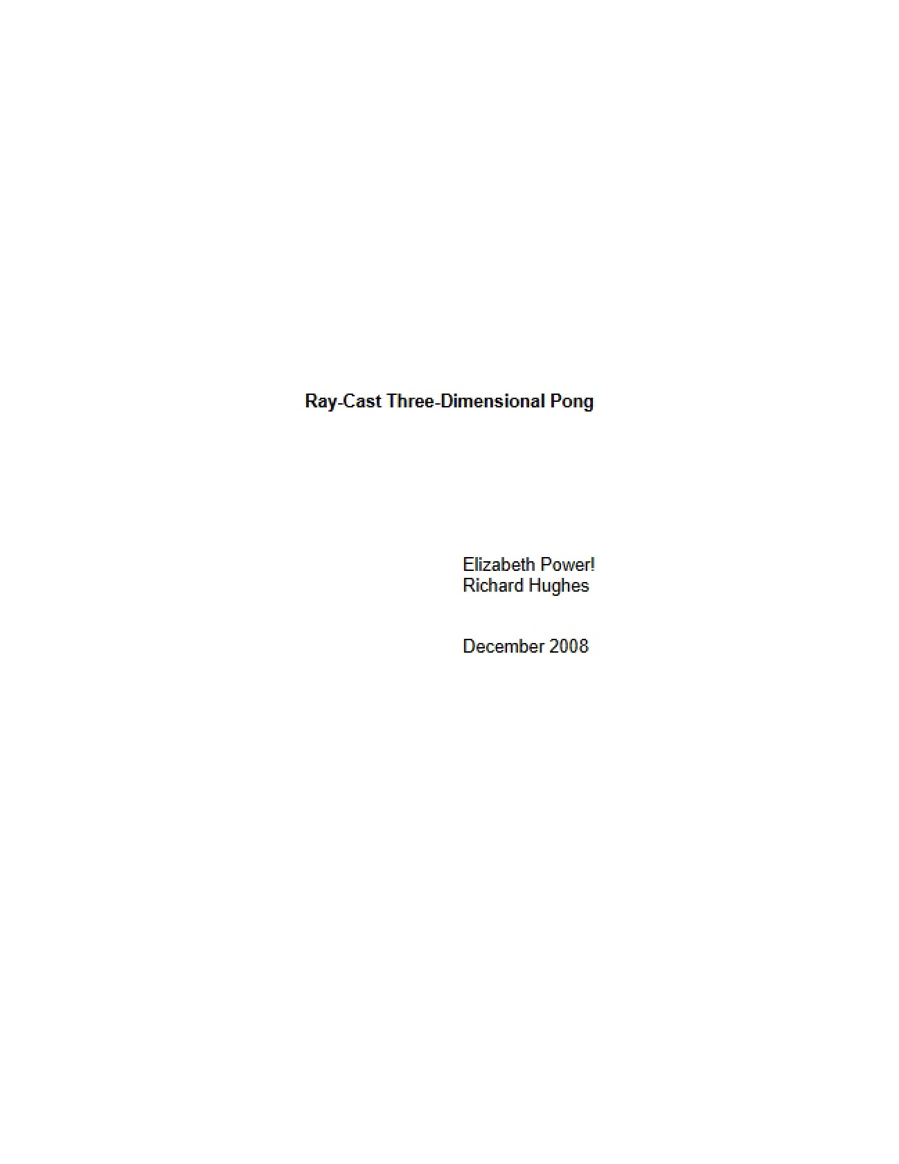 Three-Dimensional Pong via Ray-Casting