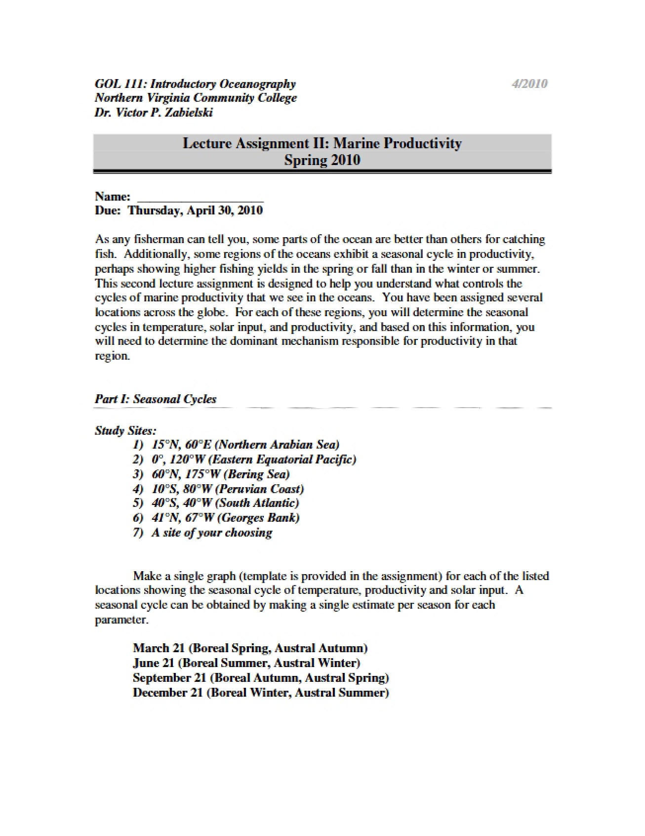 Productivity in Marine Environments