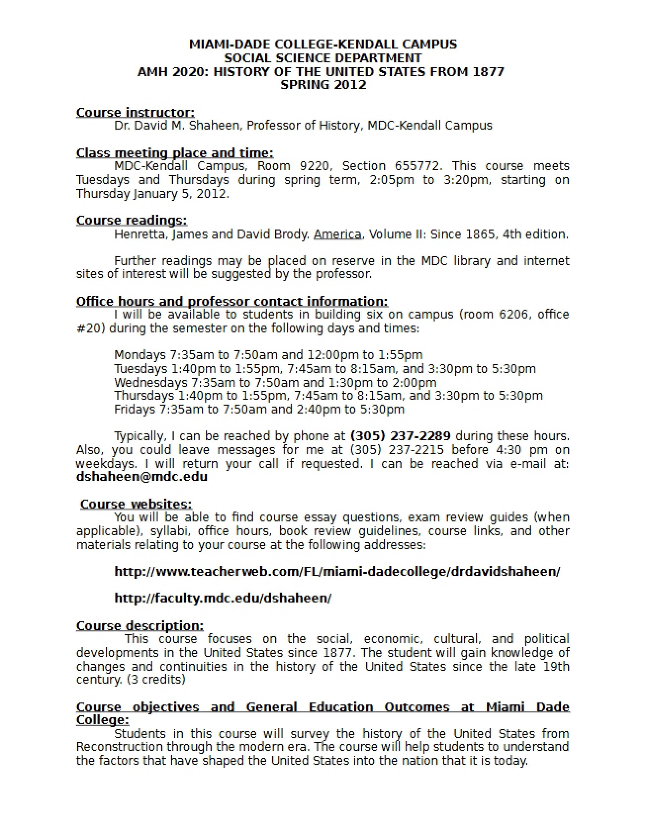 US History Syllabus