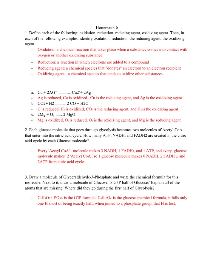 Biochemistry Homework 6
