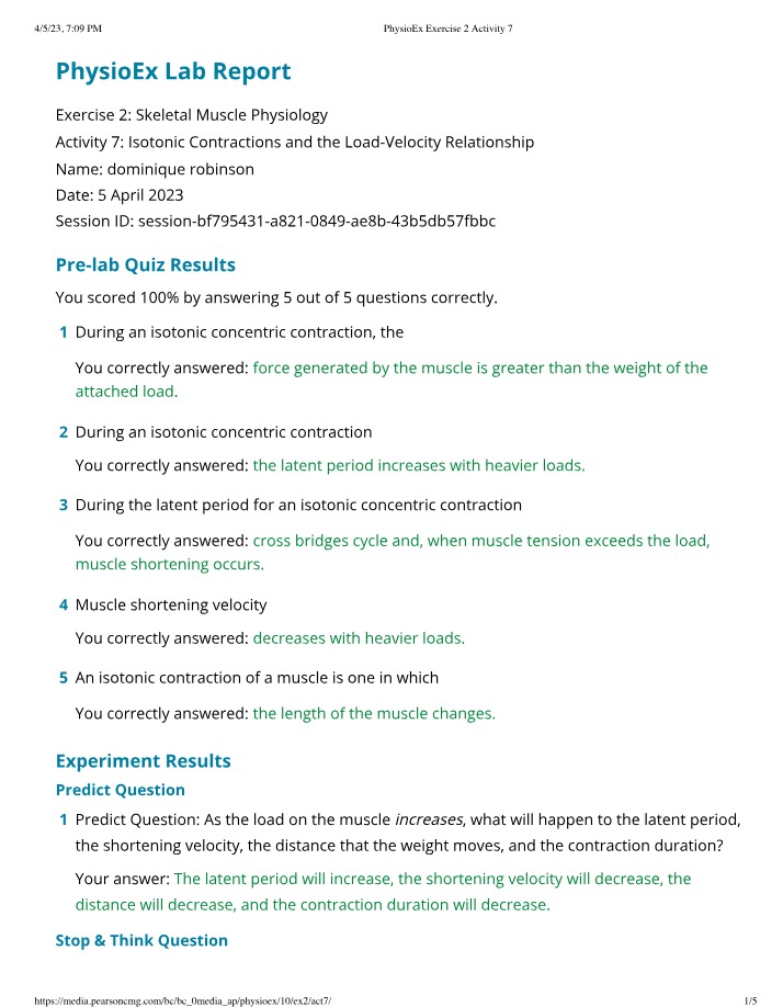PhysioEx Lab Report Part 3