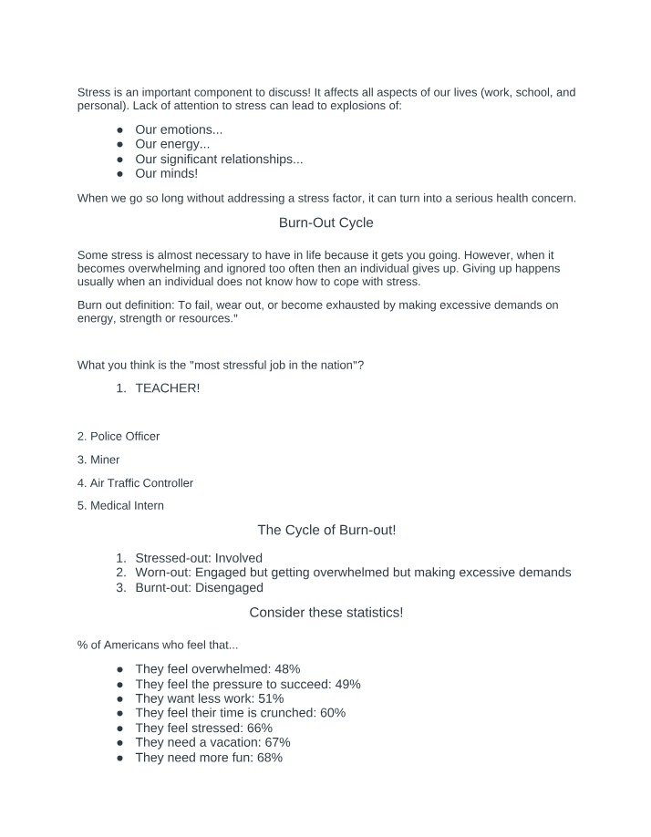 Health Psychology - Stress Management Notes