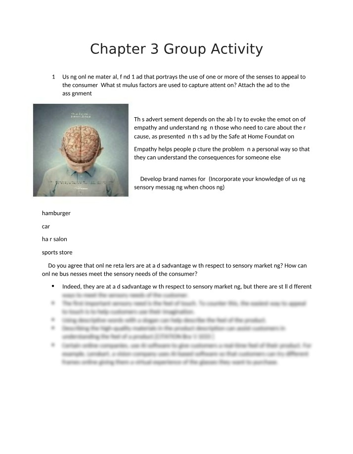 Group Activity for Chapter 3