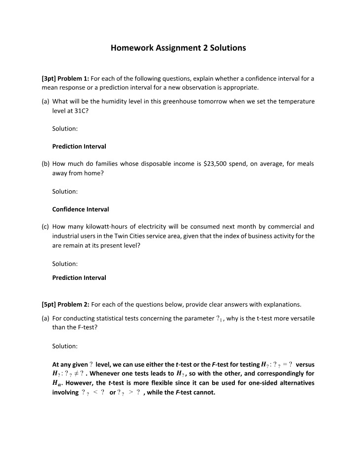 Solutions for Homework Assignment 2