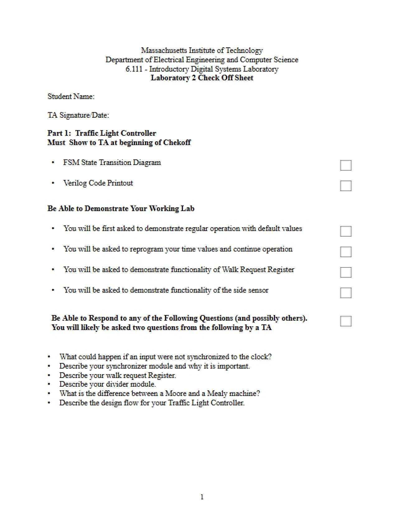 Lab Course Study Guide