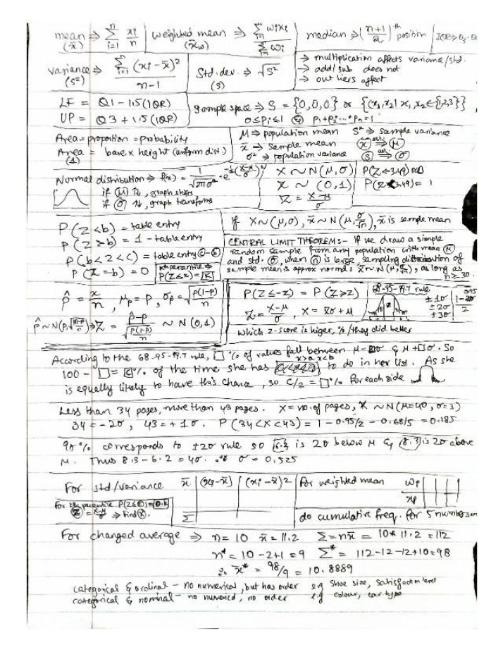 Notes on Statistics Formulas and Concepts