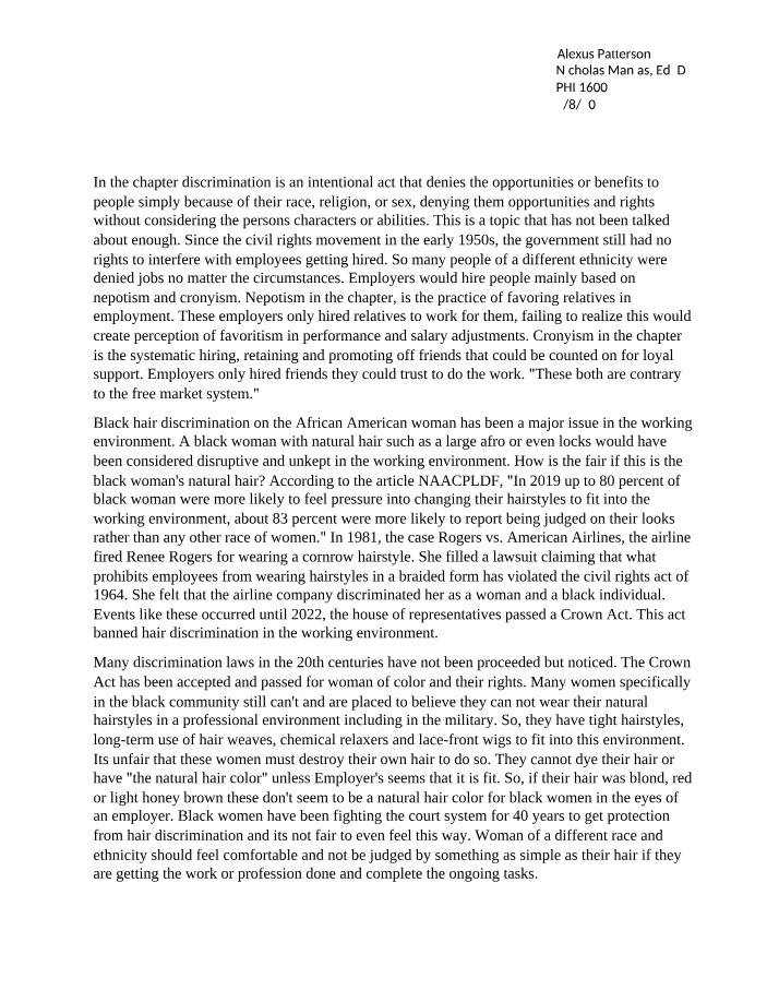 Discrimination in the Workplace - Race and Religion