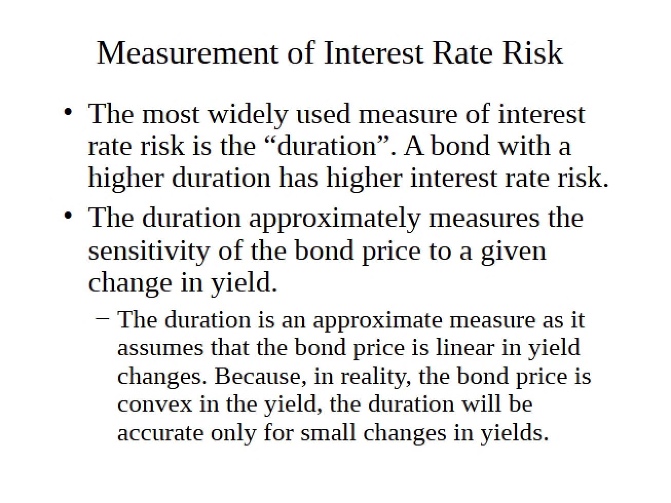 Risk of Interest Rates Measurement