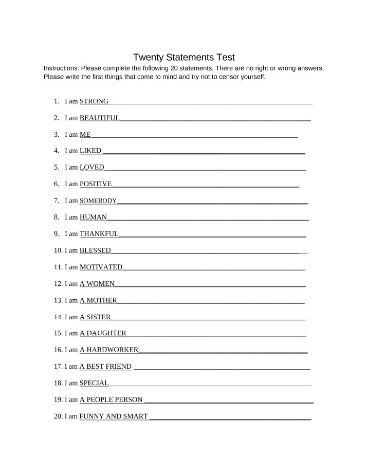 The Twenty Statements Test
