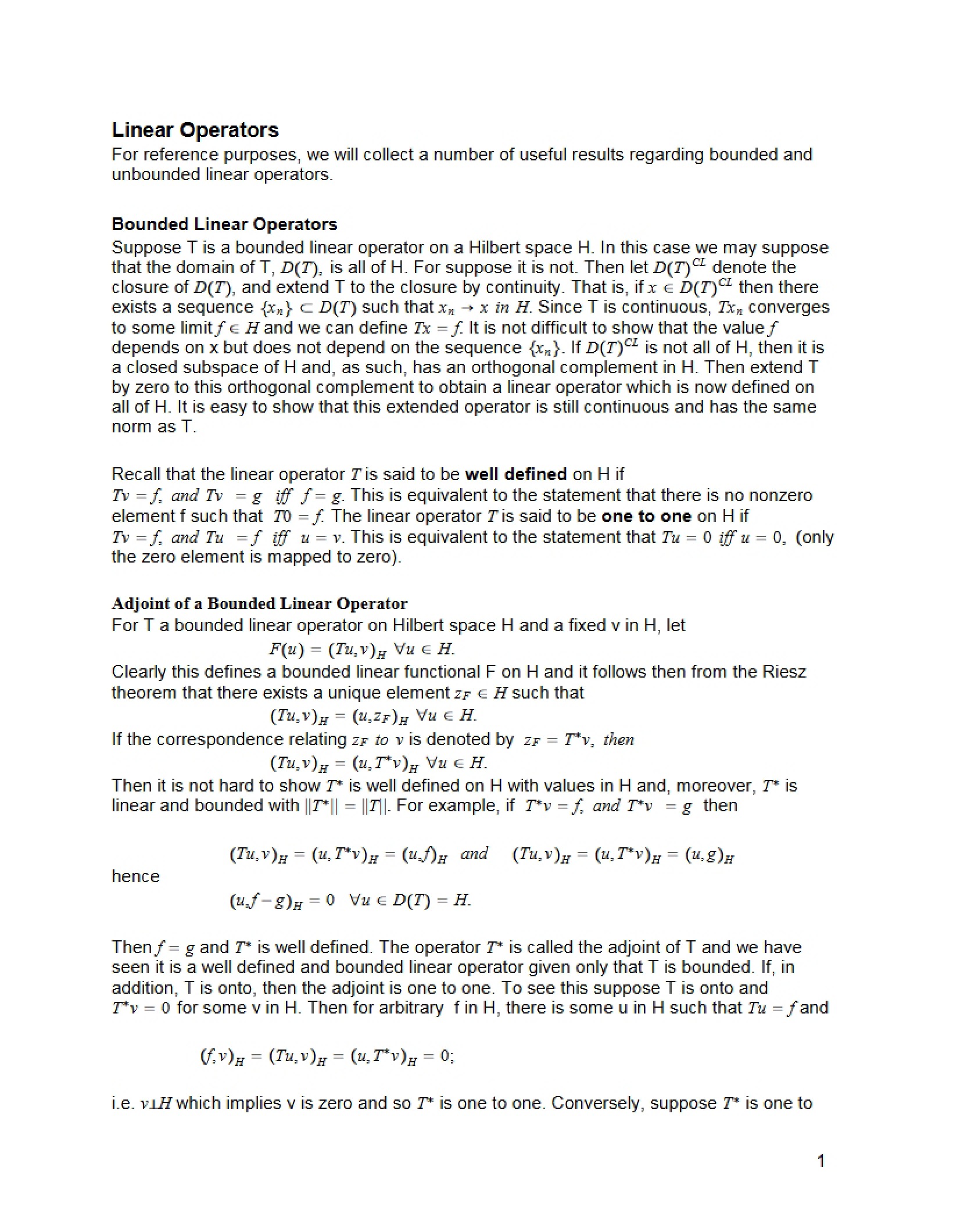 Operators Linear