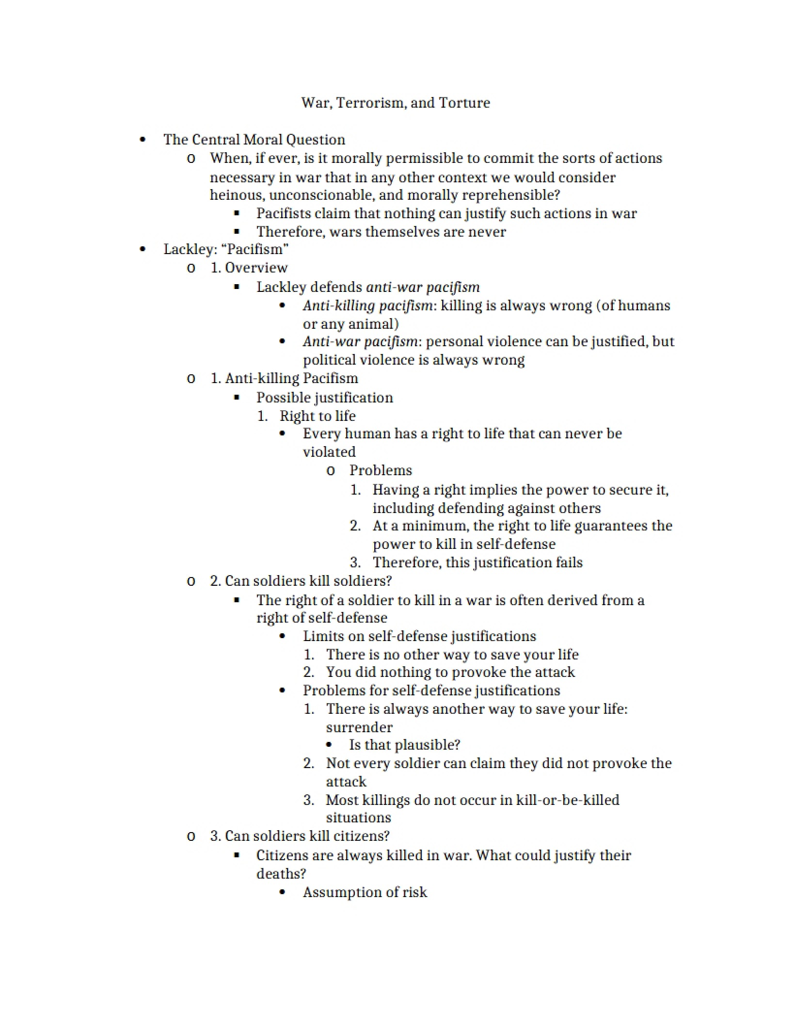 Class Lectures on Morality