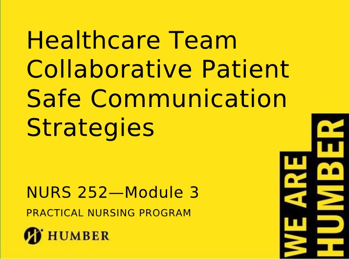 Healthcare Teams - Effective Communication Strategies
