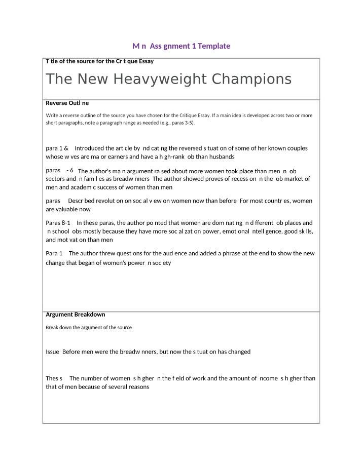 Template for Mini Assignment 1