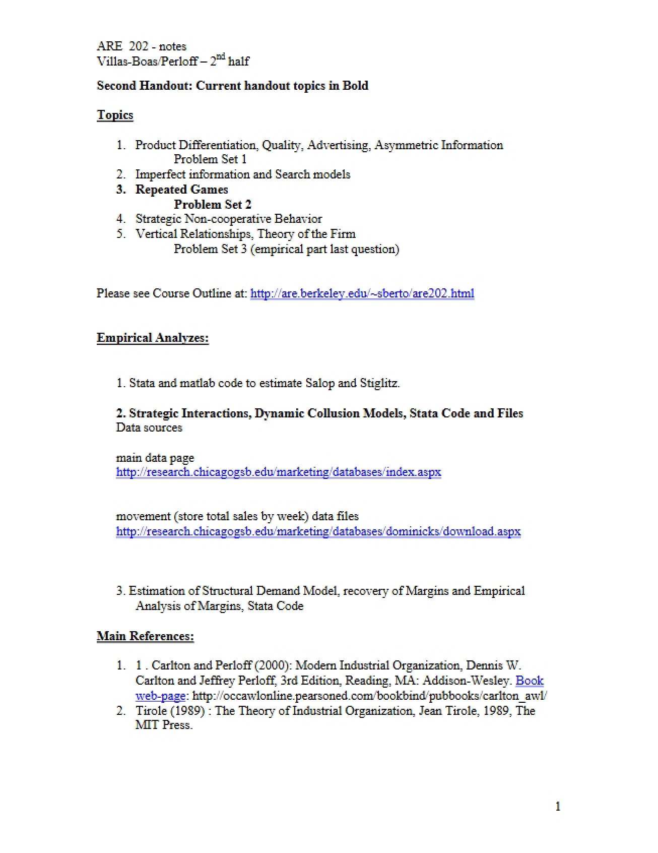 Lecture Notes for Agricultural Economics