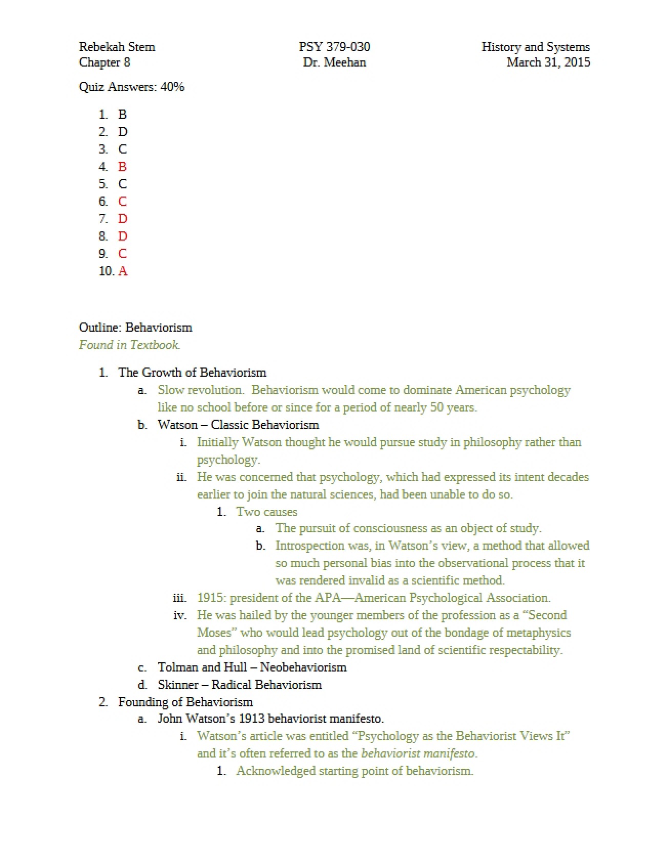 School of Behaviorism in Psychology's History
