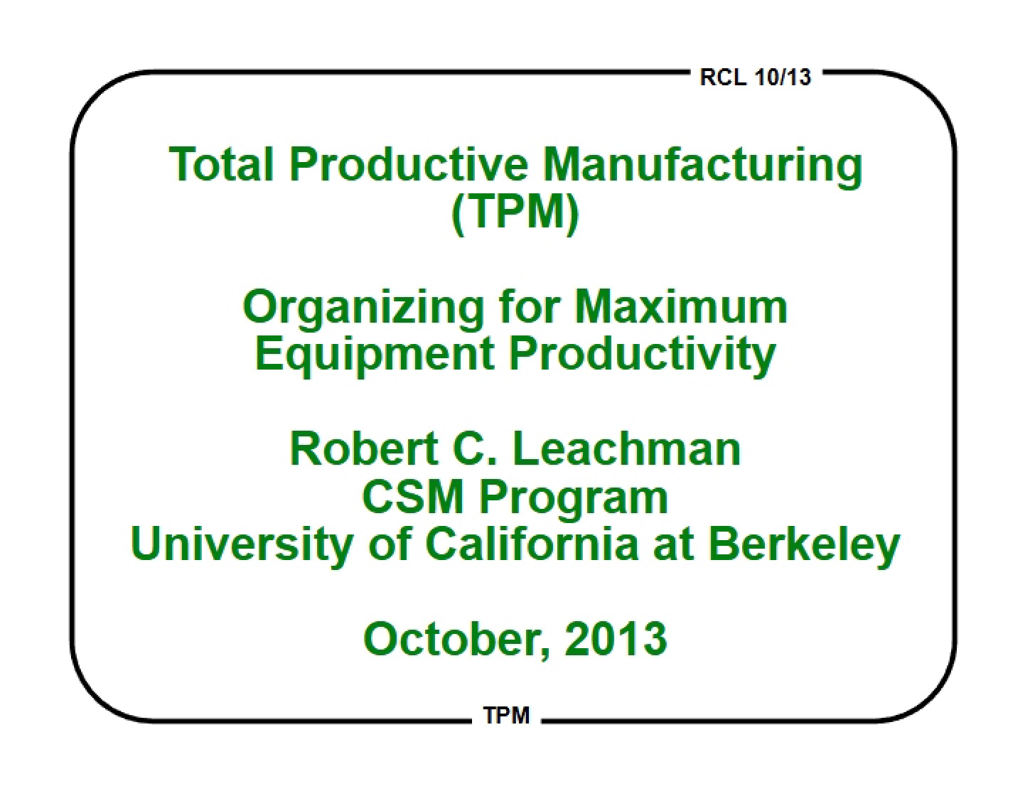 Productive Manufacturing (Total)