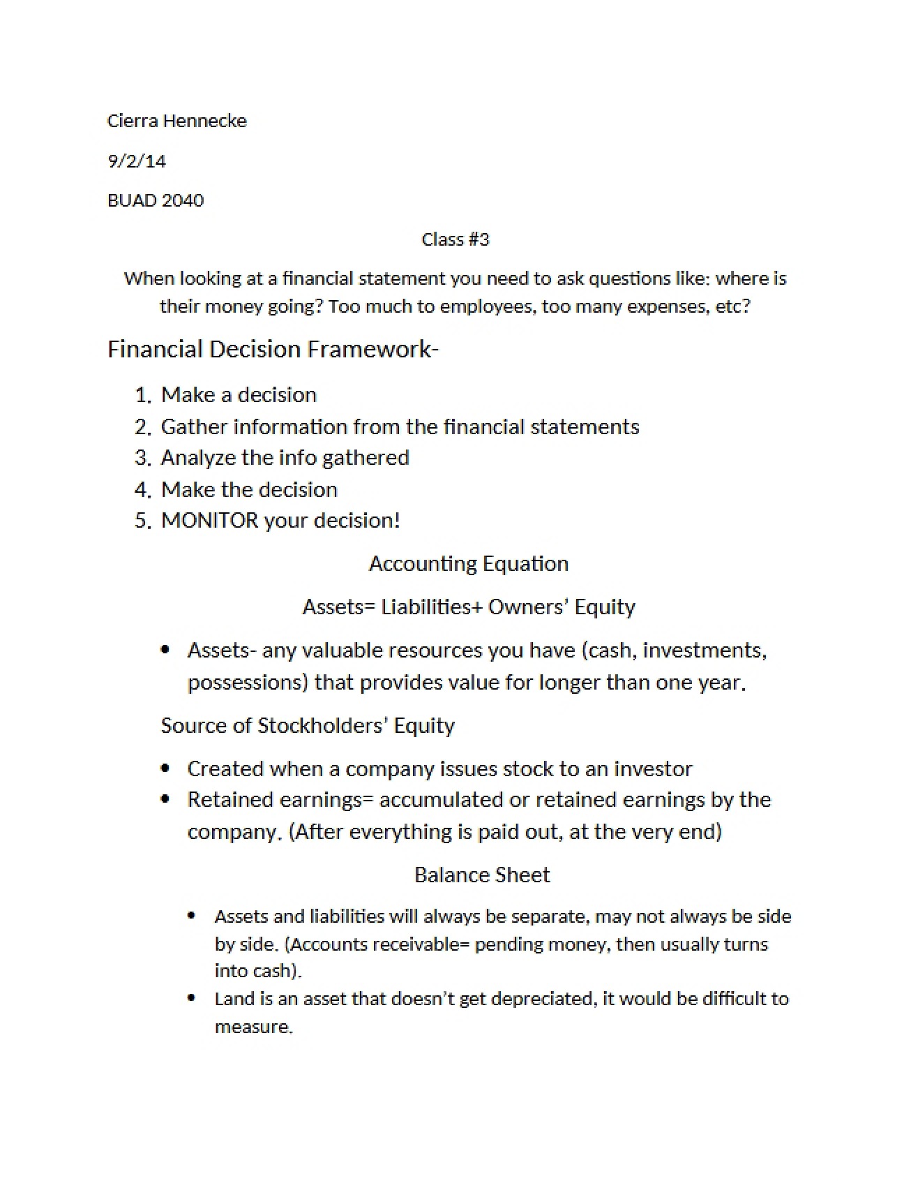 Framework for Financial Decisions