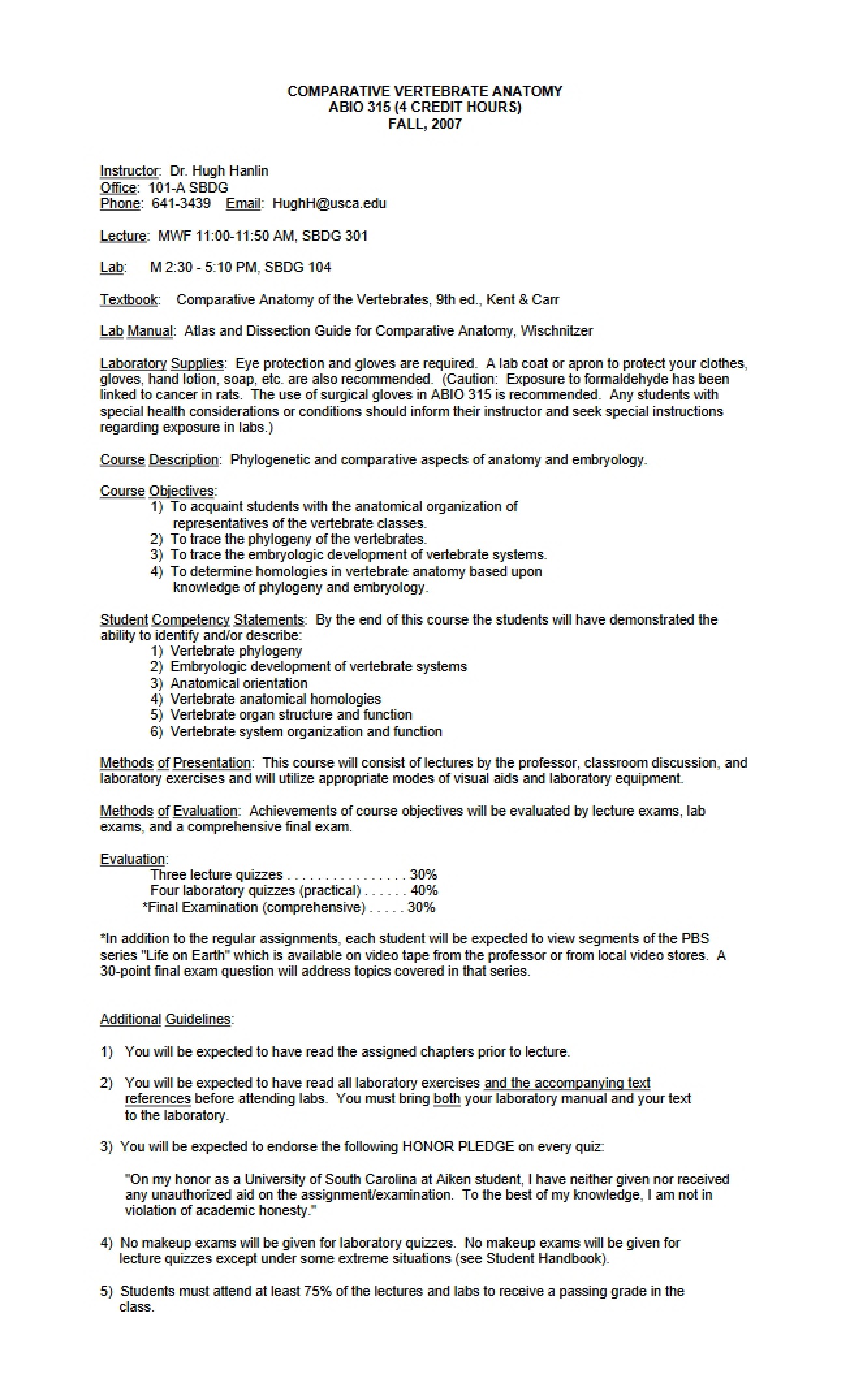 ABIO 315 Course Material