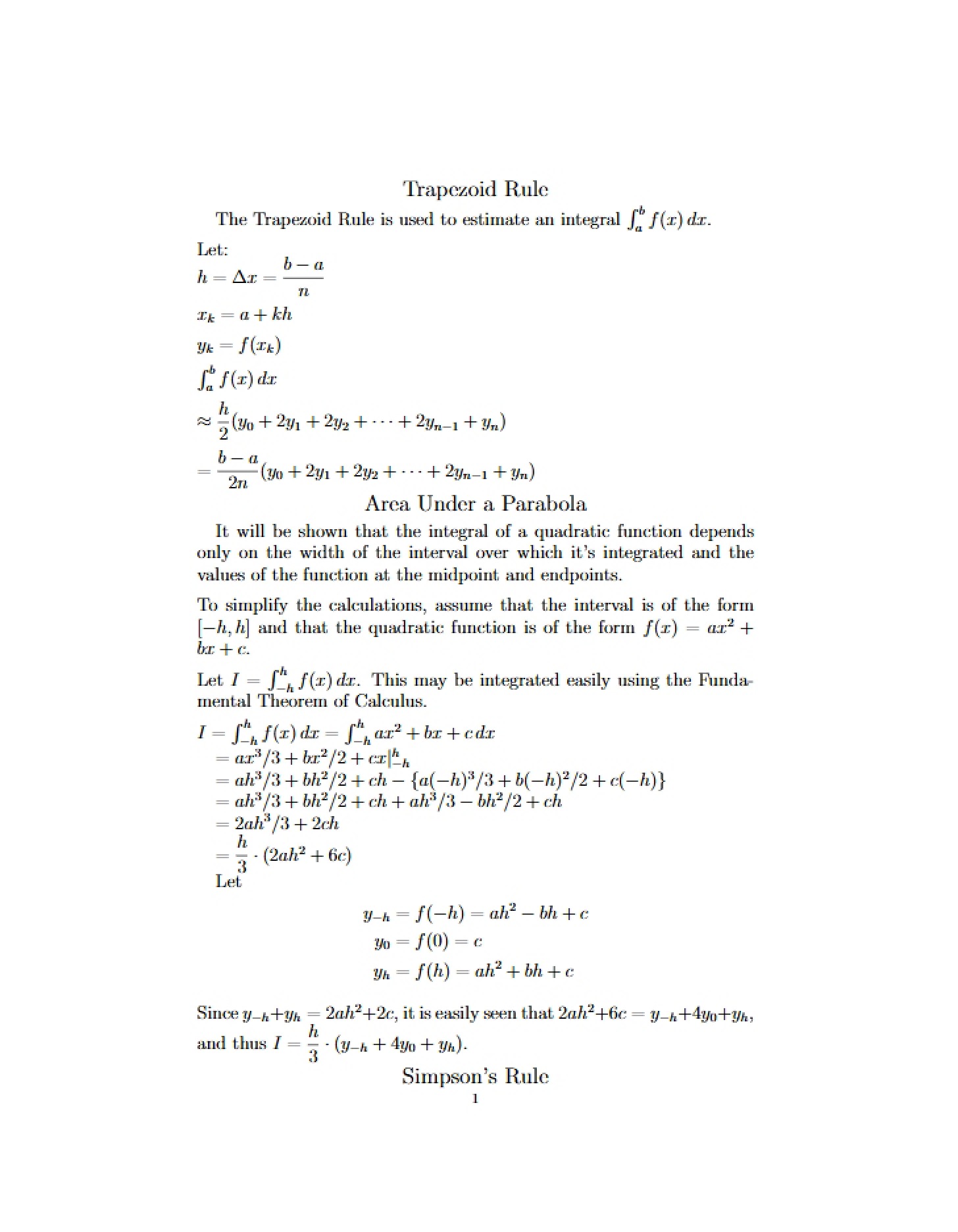 Rule of Trapezoids
