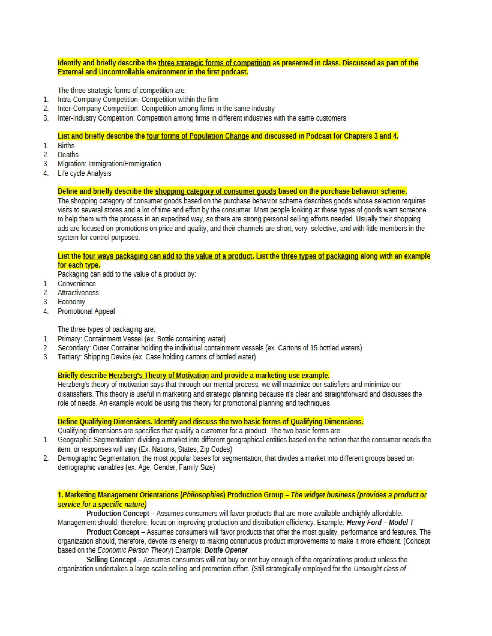 Marketing Study Guide
