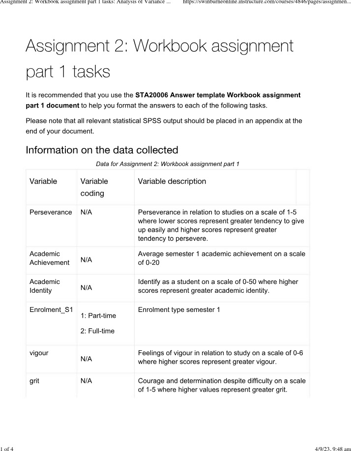 Workbook Tasks - Assignment 2 Part 1
