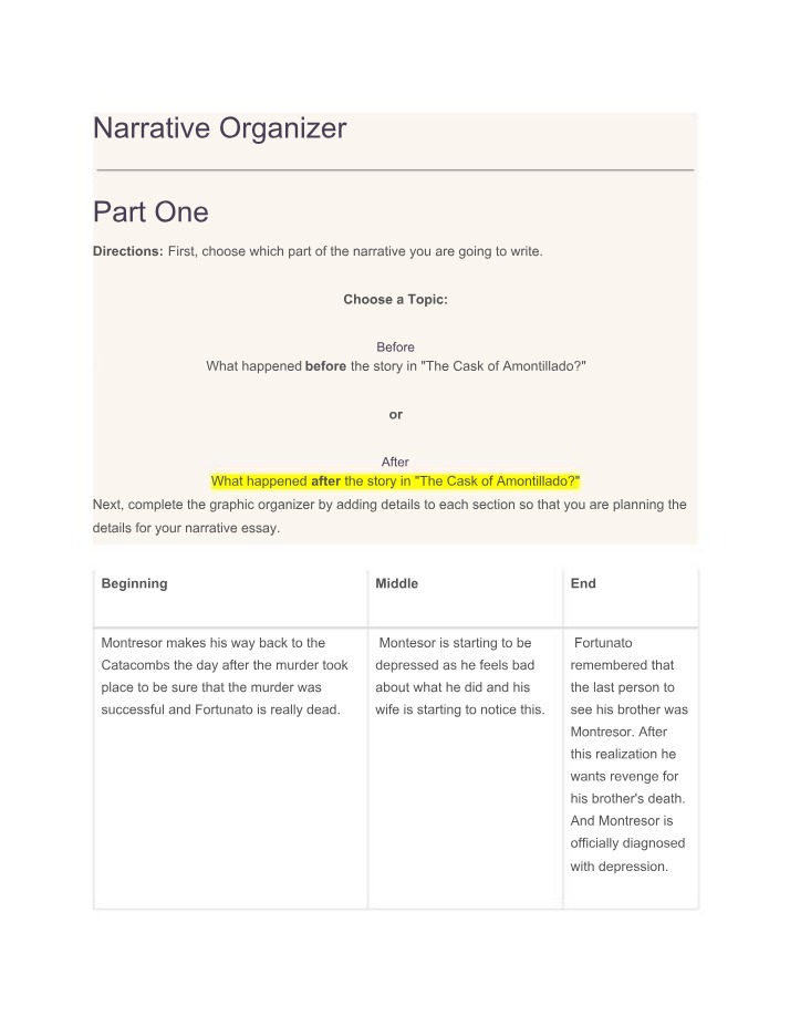 CS238 - Narrative Organizer