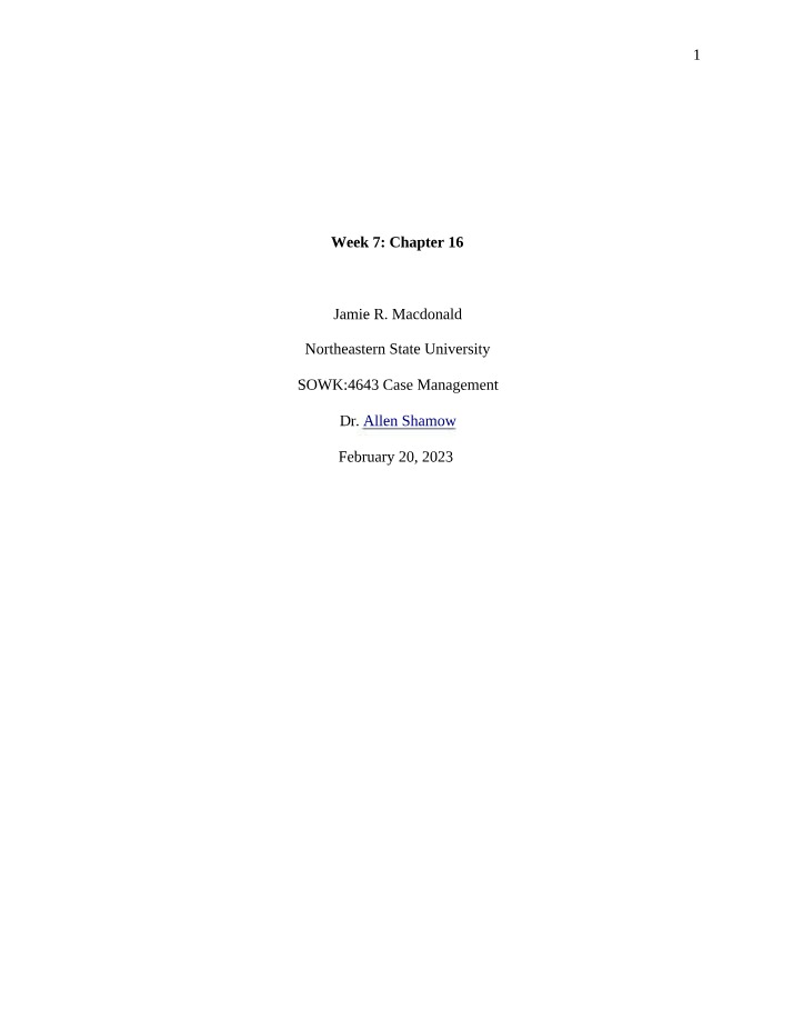 Week 7 Case Management Work