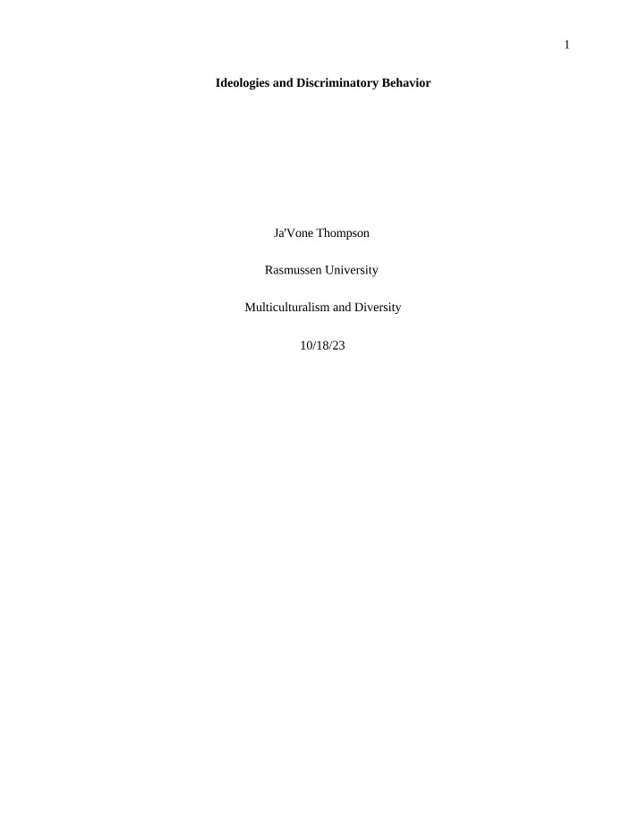 Discriminatory Behavior and Ideologies