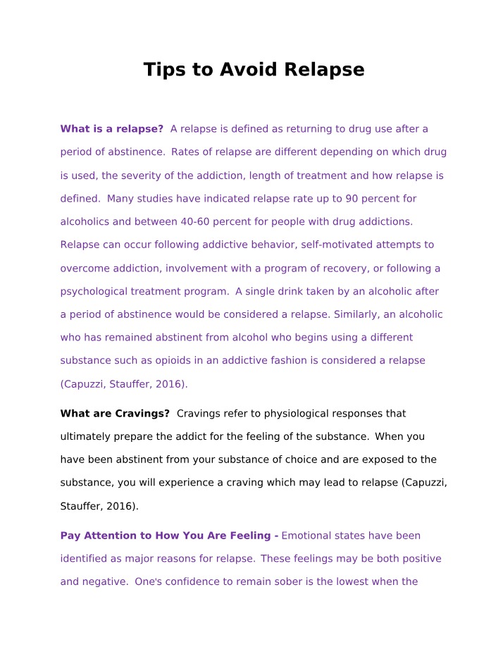 Cravings and Triggers - Tips to Avoid Relapse