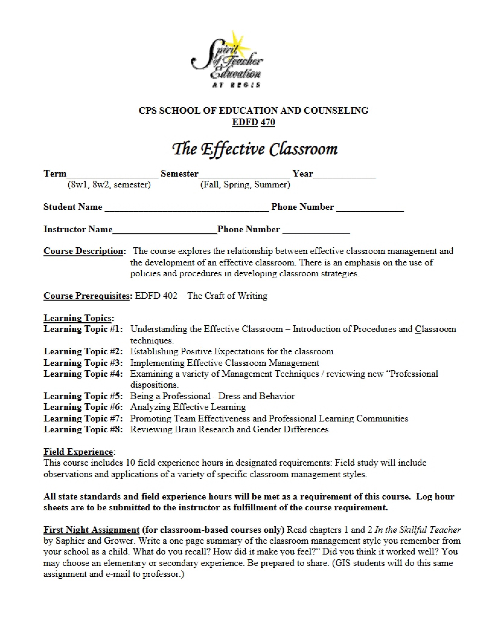 Module for Effective Classroom