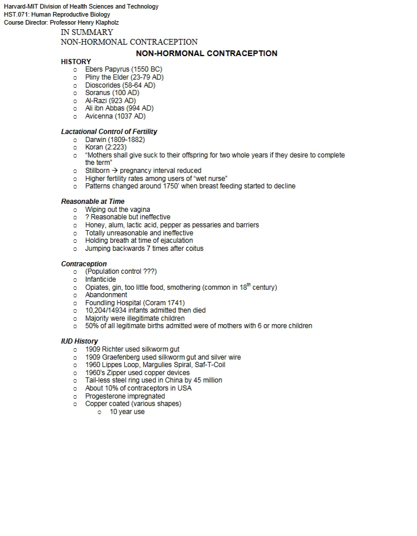 Contraception (Non-Hormonal)