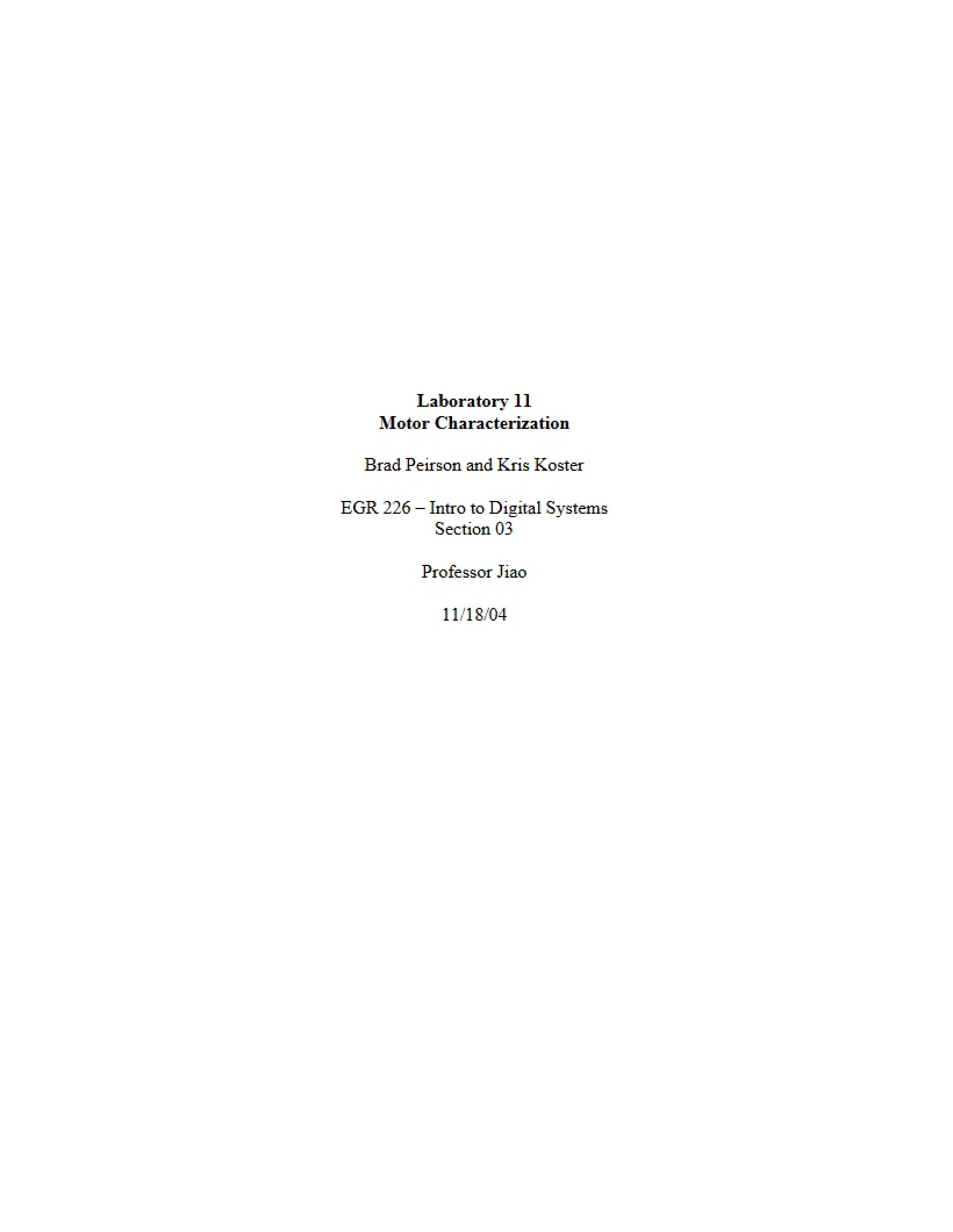 Characterization of Motor (Lab 11)