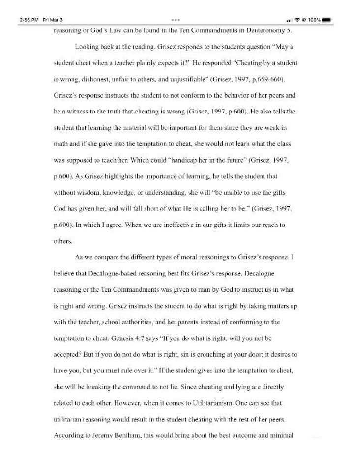 The Importance of Moral Reasoning in Student Ethics