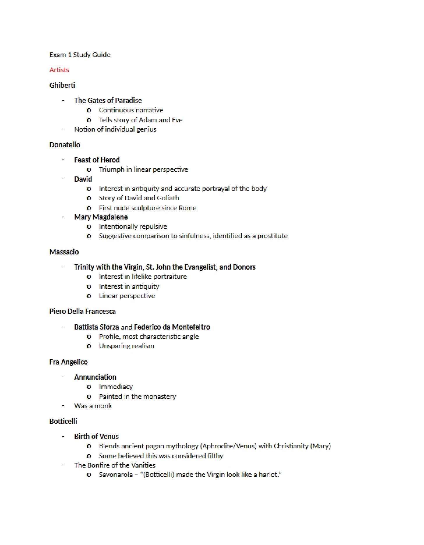 Study Guide for Exam One