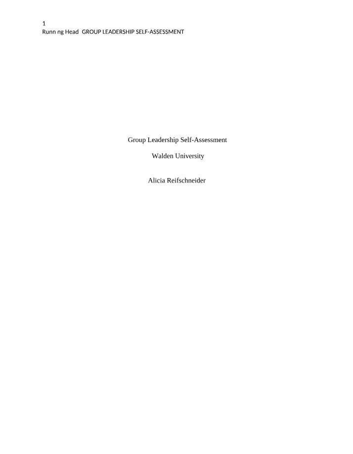 Self-Assessment for Group Leadership