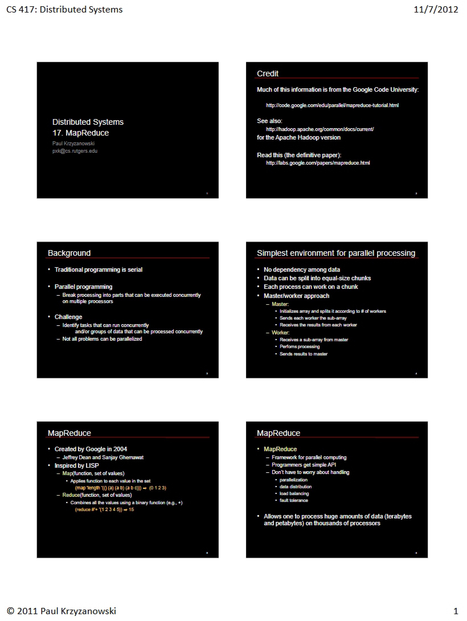 MapReduce Overview - CS 417